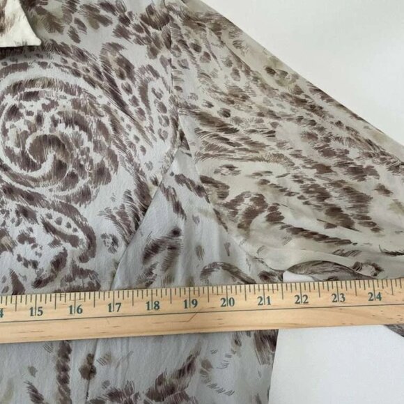 Lafayette 148 New York Womens Light Mint Paisley 100% Silk Button Up Shirt14 - Picture 7 of 9